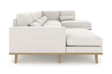 Copenhagen 5-seters Høyrevendt U-formet Sofa med Divan og Sjeselong i Stoff - Lys grå - Møbler - Sofaer - U-sofa