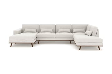 Copenhagen 5-seters Høyrevendt U-formet Sofa med Divan og Sjeselong i Stoff - Lys grå - Møbler - Sofaer - U-sofa