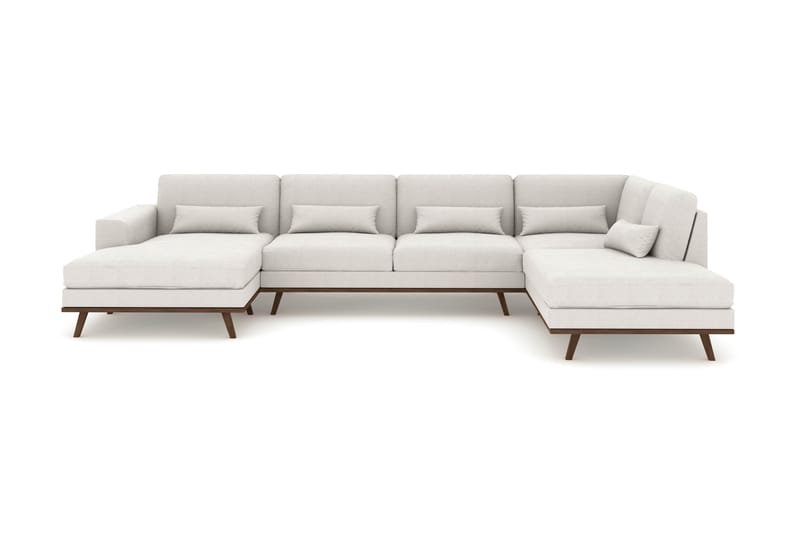 Copenhagen 5-seters Høyrevendt U-formet Sofa med Divan og Sjeselong i Stoff - Lys grå - Møbler - Sofaer - U-sofa