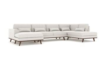 Copenhagen 5-seters Høyrevendt U-formet Sofa med Divan og Sjeselong i Stoff - Lys grå - Møbler - Sofaer - U-sofa