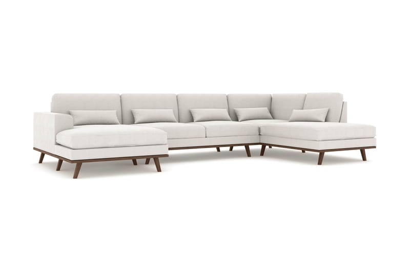 Copenhagen 5-seters Høyrevendt U-formet Sofa med Divan og Sjeselong i Stoff - Lys grå - Møbler - Sofaer - U-sofa