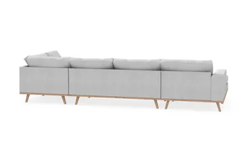 Copenhagen 5-seters Høyrevendt U-formet Sofa med Divan og Sjeselong i Stoff - Lys grå - Møbler - Sofaer - U-sofa