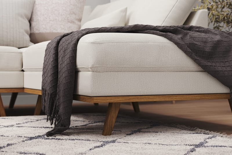Copenhagen 5-seters Høyrevendt U-formet Sofa med Divan og Sjeselong i Stoff - Lys grå - Møbler - Sofaer - U-sofa