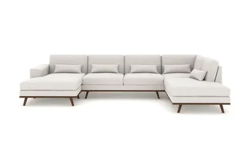 Copenhagen 5-seters Høyrevendt U-formet Sofa med Divan og Sjeselong i Stoff - Lys grå - Møbler - Sofaer - U-sofa