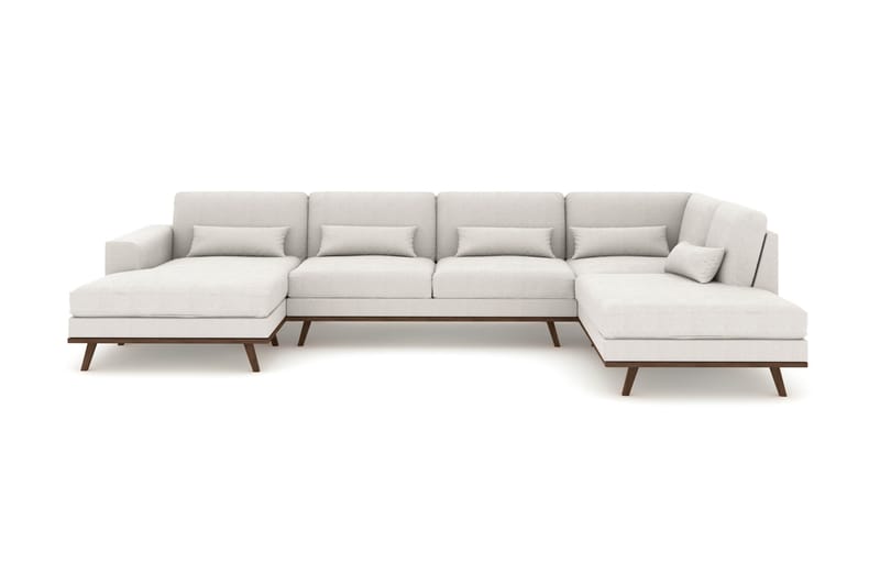 Copenhagen 5-seters Høyrevendt U-formet Sofa med Divan og Sjeselong i Stoff - Lys grå - Møbler - Sofaer - U-sofa