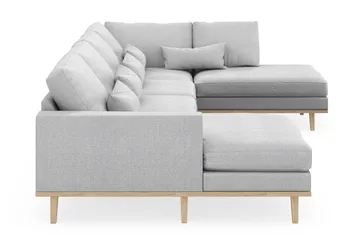 Copenhagen 5-seters Høyrevendt U-formet Sofa med Divan og Sjeselong i Stoff - Lys grå - Møbler - Sofaer - U-sofa