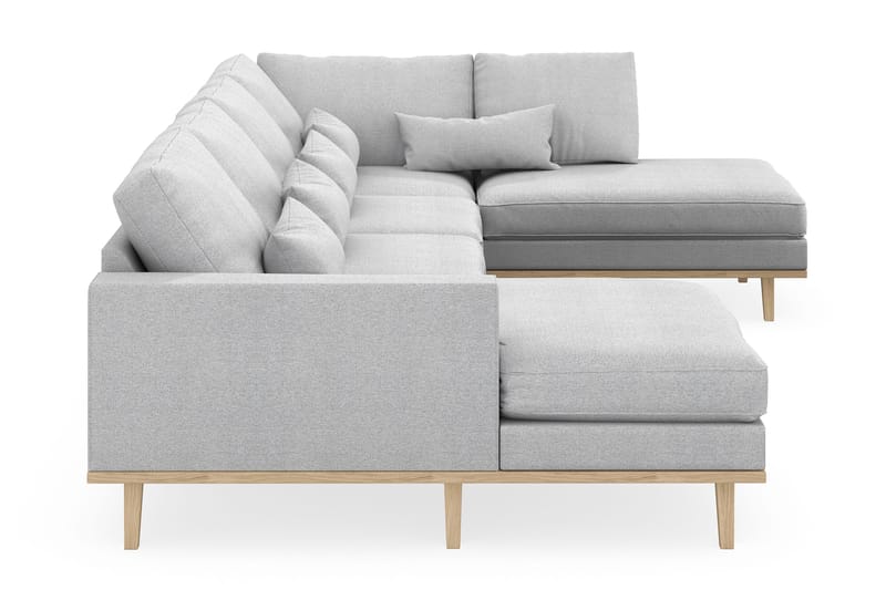 Copenhagen 5-seters Høyrevendt U-formet Sofa med Divan og Sjeselong i Stoff - Lys grå - Møbler - Sofaer - U-sofa