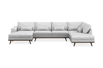 Copenhagen 5-seters Høyrevendt U-formet Sofa med Divan og Sjeselong i Stoff - Lys grå - Møbler - Sofaer - U-sofa