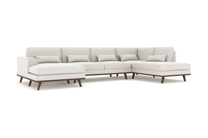 Copenhagen 5-seters Høyrevendt U-formet Sofa med Divan og Sjeselong i Stoff - Lys grå - Møbler - Sofaer - U-sofa