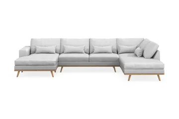Copenhagen 5-seters Høyrevendt U-formet Sofa med Divan og Sjeselong i Stoff - Lys grå - Møbler - Sofaer - U-sofa