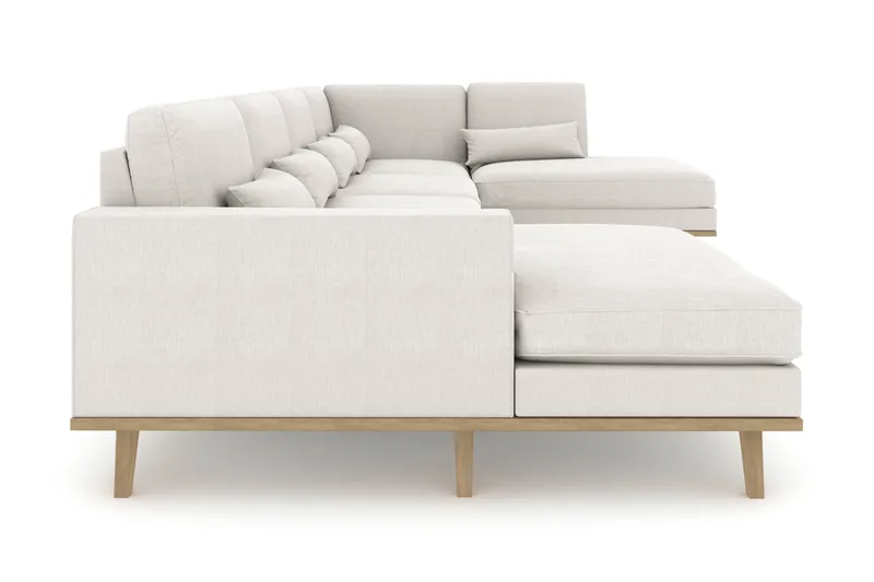 Copenhagen 5-seters Høyrevendt U-formet Sofa med Divan og Sjeselong i Stoff - Lys grå - Møbler - Sofaer - U-sofa