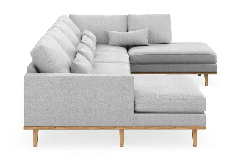 Copenhagen 5-seters Høyrevendt U-formet Sofa med Divan og Sjeselong i Stoff - Lys grå - Møbler - Sofaer - U-sofa