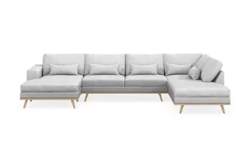 Copenhagen 5-seters Høyrevendt U-formet Sofa med Divan og Sjeselong i Stoff - Lys grå - Møbler - Sofaer - U-sofa
