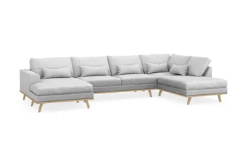 Copenhagen 5-seters Høyrevendt U-formet Sofa med Divan og Sjeselong i Stoff - Lys grå - Møbler - Sofaer - U-sofa