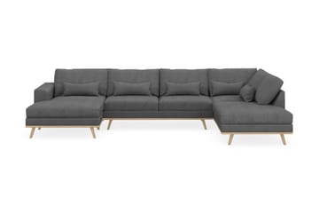 Copenhagen 5-seters Høyrevendt U-formet Sofa med Divan og Sjeselong i Stoff - Mørk grå - Møbler - Sofaer - U-sofa