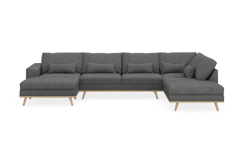 Copenhagen 5-seters Høyrevendt U-formet Sofa med Divan og Sjeselong i Stoff - Mørk grå - Møbler - Sofaer - U-sofa