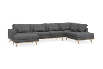 Copenhagen 5-seters Høyrevendt U-formet Sofa med Divan og Sjeselong i Stoff - Mørk grå - Møbler - Sofaer - U-sofa