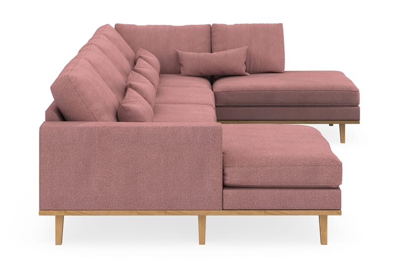 Copenhagen 5-seters Høyrevendt U-formet Sofa med Divan og Sjeselong i Stoff - Rosa - Møbler - Sofaer - U-sofa