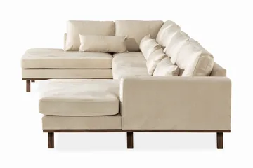 Copenhagen 5-seters Venstrevendt U-formet Large Sofa med Divan og Sjeselong i Fløyel - Beige - Møbler - Sofaer - U-sofa