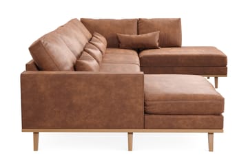 Copenhagen 5-seters Venstrevendt U-formet Large Sofa med Divan og Sjeselong i Kunstlær - Brun - Møbler - Sofaer - U-sofa