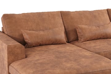 Copenhagen 5-seters Venstrevendt U-formet Large Sofa med Divan og Sjeselong i Kunstlær - Brun - Møbler - Sofaer - U-sofa