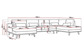 Copenhagen 5-seters Venstrevendt U-formet Large Sofa med Divan og Sjeselong i Kunstlær - Brun - Møbler - Sofaer - U-sofa