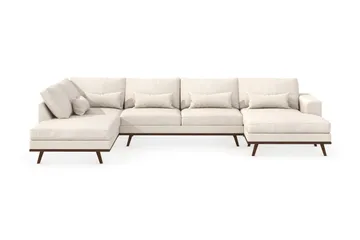 Copenhagen 5-seters Venstrevendt U-formet Large Sofa med Divan og Sjeselong i Stoff - Beige - Møbler - Sofaer - U-sofa