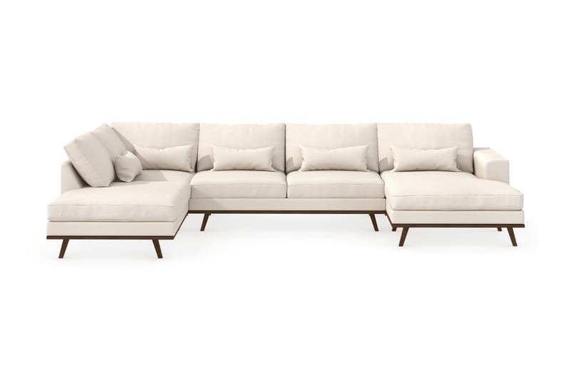 Copenhagen 5-seters Venstrevendt U-formet Large Sofa med Divan og Sjeselong i Stoff - Beige - Møbler - Sofaer - U-sofa