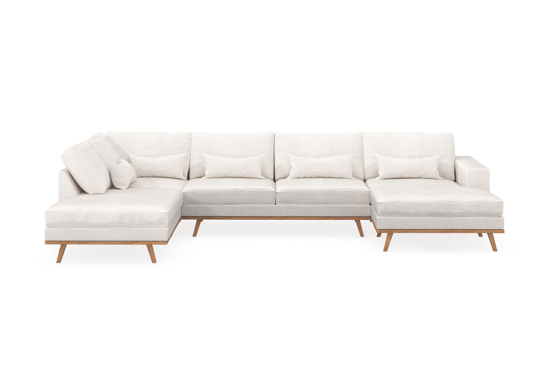 Copenhagen 5-seters Venstrevendt U-formet Sofa med Divan og Sjeselong i Bouclé - Hvit - Møbler - Sofaer - U-sofa