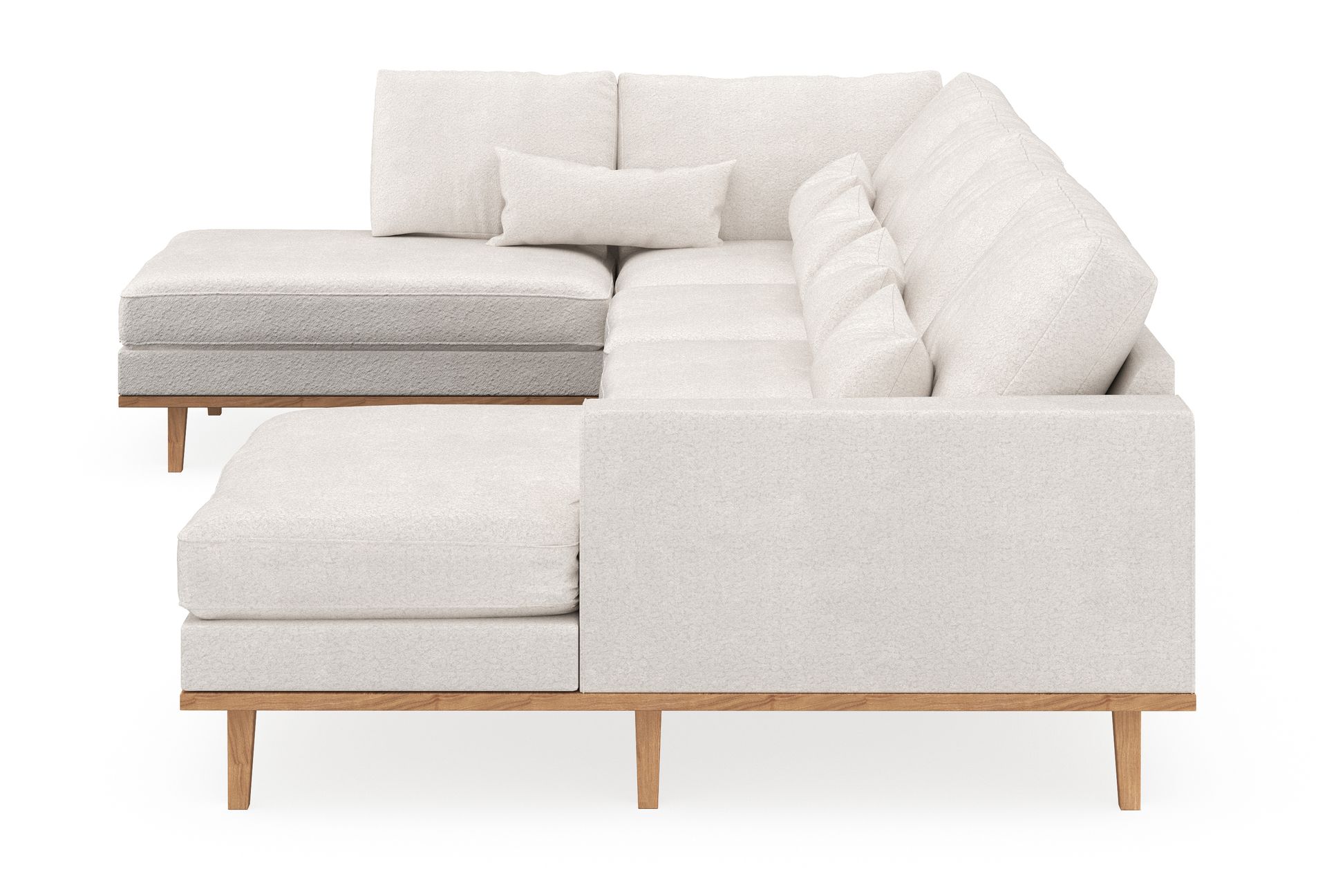 Copenhagen 5-seters Venstrevendt U-formet Sofa med Divan og Sjeselong i Bouclé - Hvit - Møbler - Sofaer - U-sofa