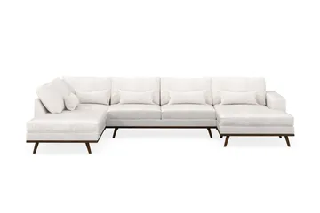 Copenhagen 5-seters Venstrevendt U-formet Sofa med Divan og Sjeselong i Bouclé - Hvit - Møbler - Sofaer - U-sofa