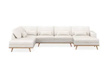 Copenhagen 5-seters Venstrevendt U-formet Sofa med Divan og Sjeselong i Bouclé - Hvit - Møbler - Sofaer - U-sofa