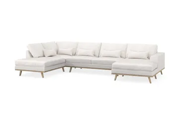 Copenhagen 5-seters Venstrevendt U-formet Sofa med Divan og Sjeselong i Bouclé - Hvit - Møbler - Sofaer - U-sofa