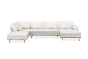 Copenhagen 5-seters Venstrevendt U-formet Sofa med Divan og Sjeselong i Bouclé - Hvit - Møbler - Sofaer - U-sofa