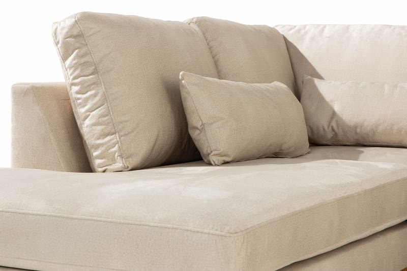 Copenhagen 5-seters Venstrevendt U-formet Sofa med Divan og Sjeselong i Fløyel - Beige - Møbler - Sofaer - U-sofa