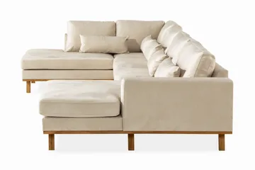 Copenhagen 5-seters Venstrevendt U-formet Sofa med Divan og Sjeselong i Fløyel - Beige - Møbler - Sofaer - U-sofa