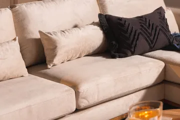 Copenhagen 5-seters Venstrevendt U-formet Sofa med Divan og Sjeselong i Fløyel - Beige - Møbler - Sofaer - U-sofa