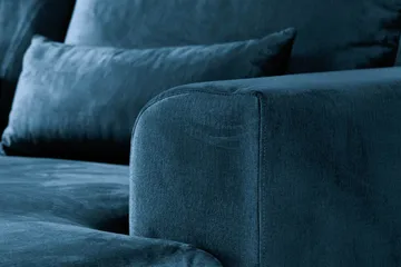 Copenhagen 5-seters Venstrevendt U-formet Sofa med Divan og Sjeselong i Fløyel - Blå - Møbler - Sofaer - U-sofa