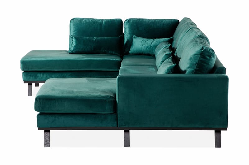 Copenhagen 5-seters Venstrevendt U-formet Sofa med Divan og Sjeselong i Fløyel - Grønn - Møbler - Sofaer - U-sofa