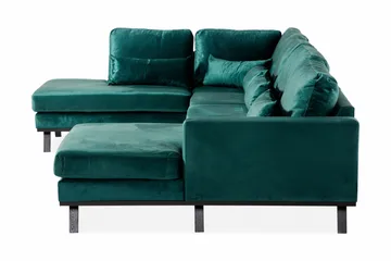 Copenhagen 5-seters Venstrevendt U-formet Sofa med Divan og Sjeselong i Fløyel - Grønn - Møbler - Sofaer - U-sofa