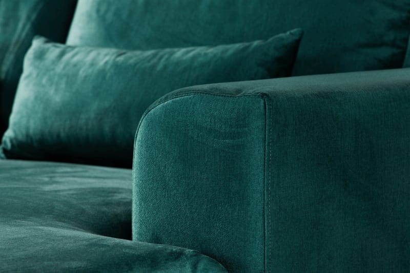 Copenhagen 5-seters Venstrevendt U-formet Sofa med Divan og Sjeselong i Fløyel - Grønn - Møbler - Sofaer - U-sofa