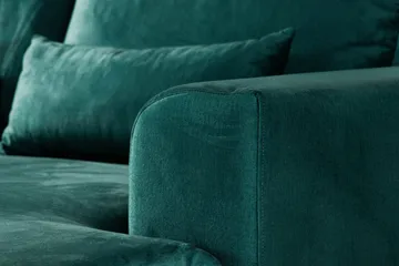 Copenhagen 5-seters Venstrevendt U-formet Sofa med Divan og Sjeselong i Fløyel - Grønn - Møbler - Sofaer - U-sofa