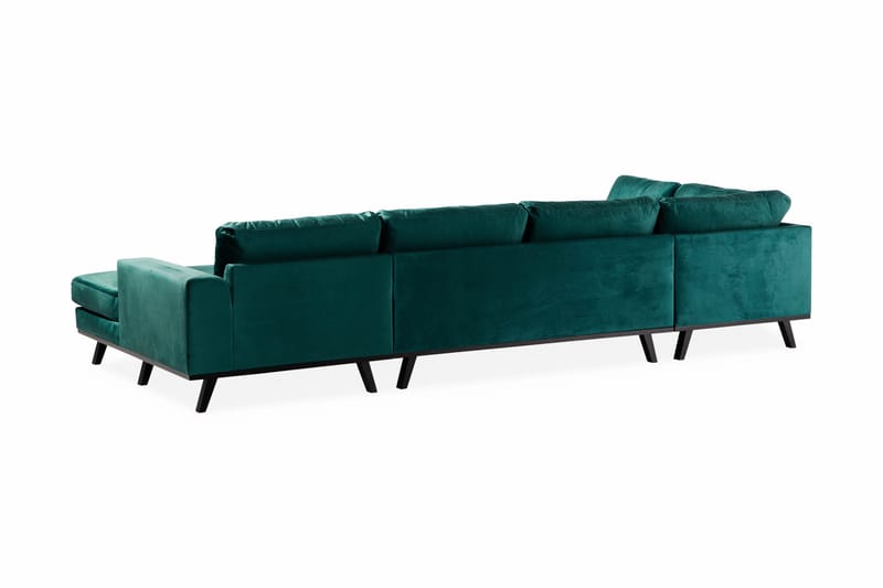 Copenhagen 5-seters Venstrevendt U-formet Sofa med Divan og Sjeselong i Fløyel - Grønn - Møbler - Sofaer - U-sofa