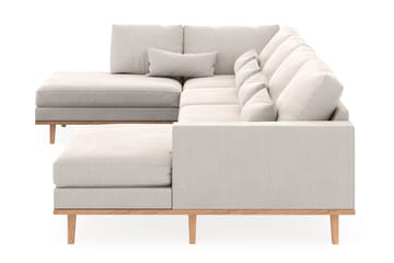 Copenhagen 5-seters Venstrevendt U-formet Sofa med Divan og Sjeselong i Fløyel - Kremhvit - Møbler - Sofaer - U-sofa
