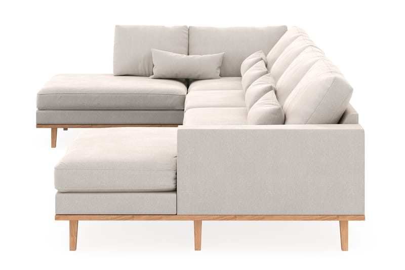 Copenhagen 5-seters Venstrevendt U-formet Sofa med Divan og Sjeselong i Fløyel - Kremhvit - Møbler - Sofaer - U-sofa