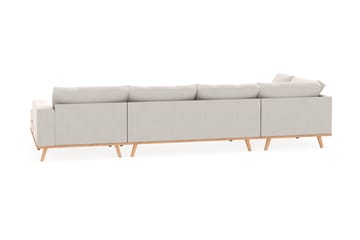 Copenhagen 5-seters Venstrevendt U-formet Sofa med Divan og Sjeselong i Fløyel - Kremhvit - Møbler - Sofaer - U-sofa