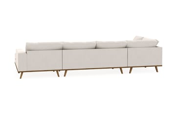 Copenhagen 5-seters Venstrevendt U-formet Sofa med Divan og Sjeselong i Fløyel - Kremhvit - Møbler - Sofaer - U-sofa