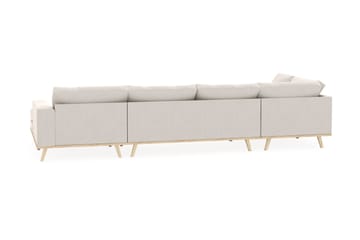 Copenhagen 5-seters Venstrevendt U-formet Sofa med Divan og Sjeselong i Fløyel - Kremhvit - Møbler - Sofaer - U-sofa