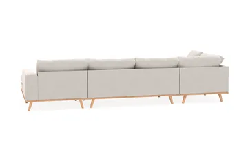 Copenhagen 5-seters Venstrevendt U-formet Sofa med Divan og Sjeselong i Fløyel - Kremhvit - Møbler - Sofaer - U-sofa