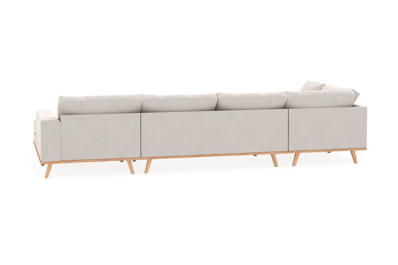 Copenhagen 5-seters Venstrevendt U-formet Sofa med Divan og Sjeselong i Fløyel - Kremhvit - Møbler - Sofaer - U-sofa